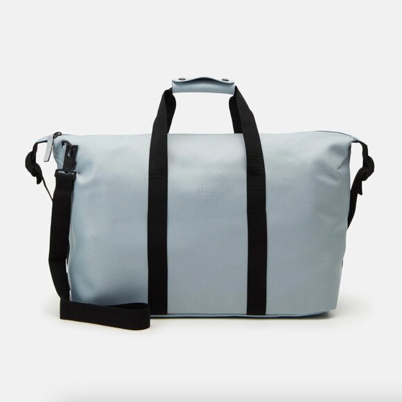 RAINS Hilo Weekend Bag W3 Light Blue Wind Duffle Luggage Straps Black BRAND NEW - Picture 1 of 7